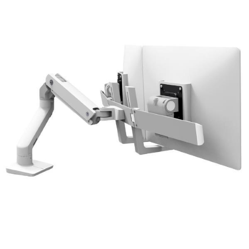 Ergotron HX - Kit montaggio (impugnatura, braccio snodato, morsetto per montaggio su scrivania, montatura con anello di tenuta, 2 snodi, cerniera ad arco, estensione) - Tecnologia brevettata Constant Force - per 2 display LCD - bianco - dimensione schermo